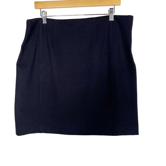 MM Lafleur +1 Navy Blue Textured Jacquard Knit Mini Skirt Zip Back Work Career - Picture 1 of 8